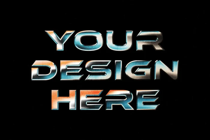 Free Retro Chrome Text PSD – Brushed Steel Y2K Style2