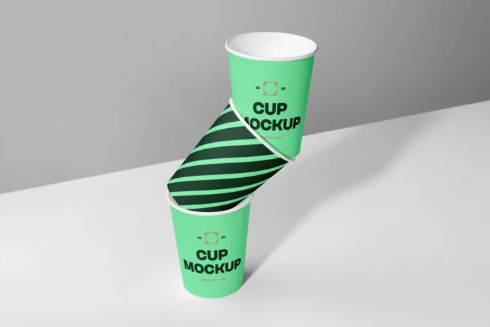 Free Three Paper Cups Mockup PSD