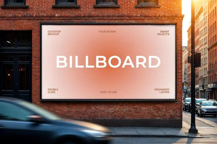 Free urban roadside billboard mockup PSD for realistic outdoor advertising presentations
