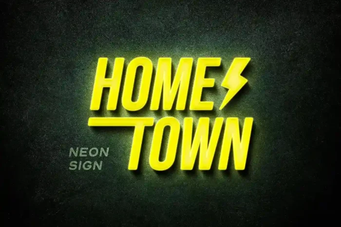 Free Yellow Neon Glowing Sign Mockup