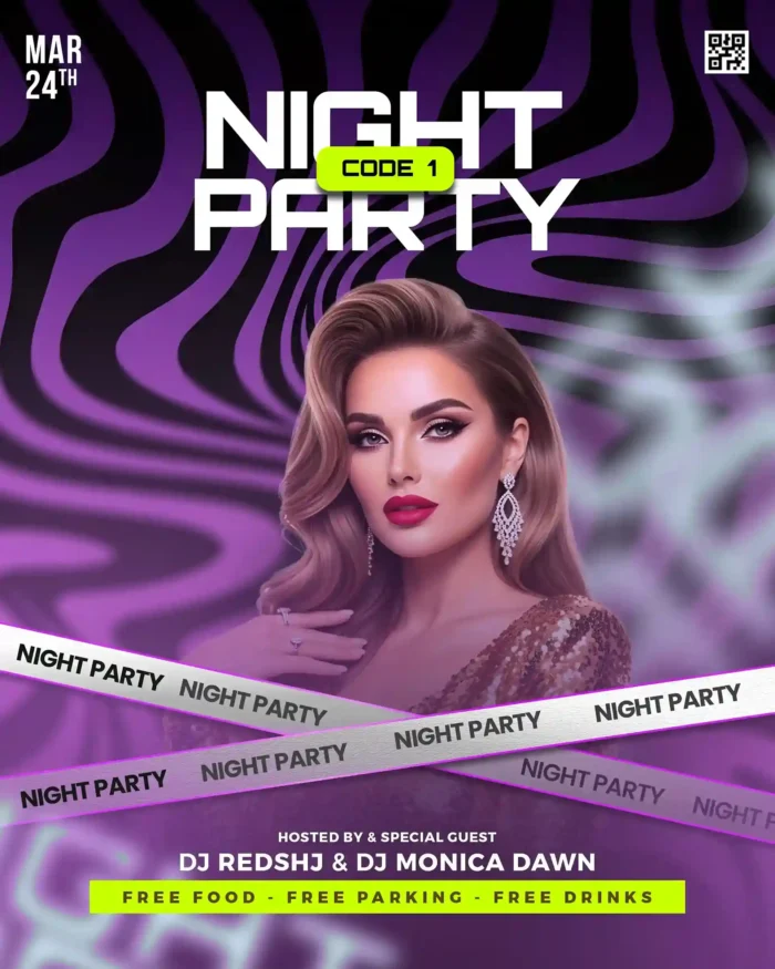 Free Zebra Neon Night Party Flyer PSD