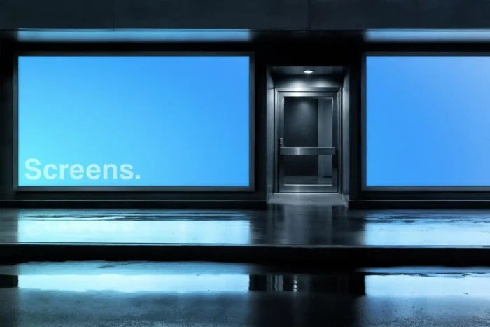 Glowing Storefront Screens Mockup Psd