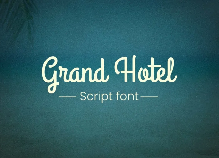 Grand Hotel script font preview with vintage cafe-inspired elegant lettering