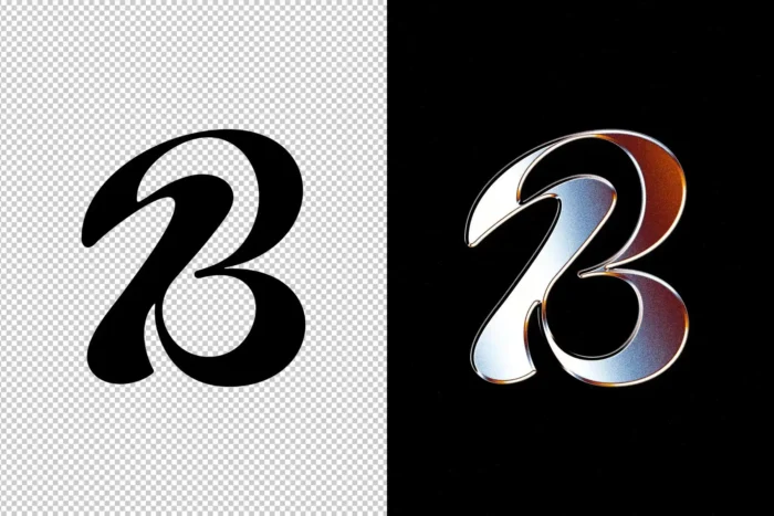 Retro Chrome Text Effect PSD – 80s Bold Typography