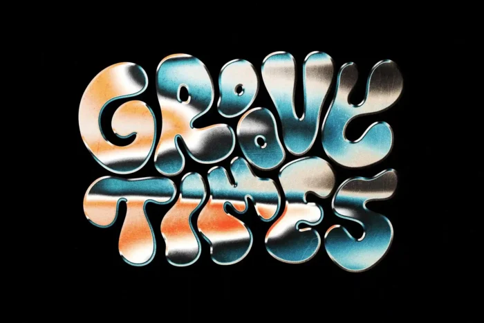 free Retro Chrome Text PSD Brushed Steel Y2K Style