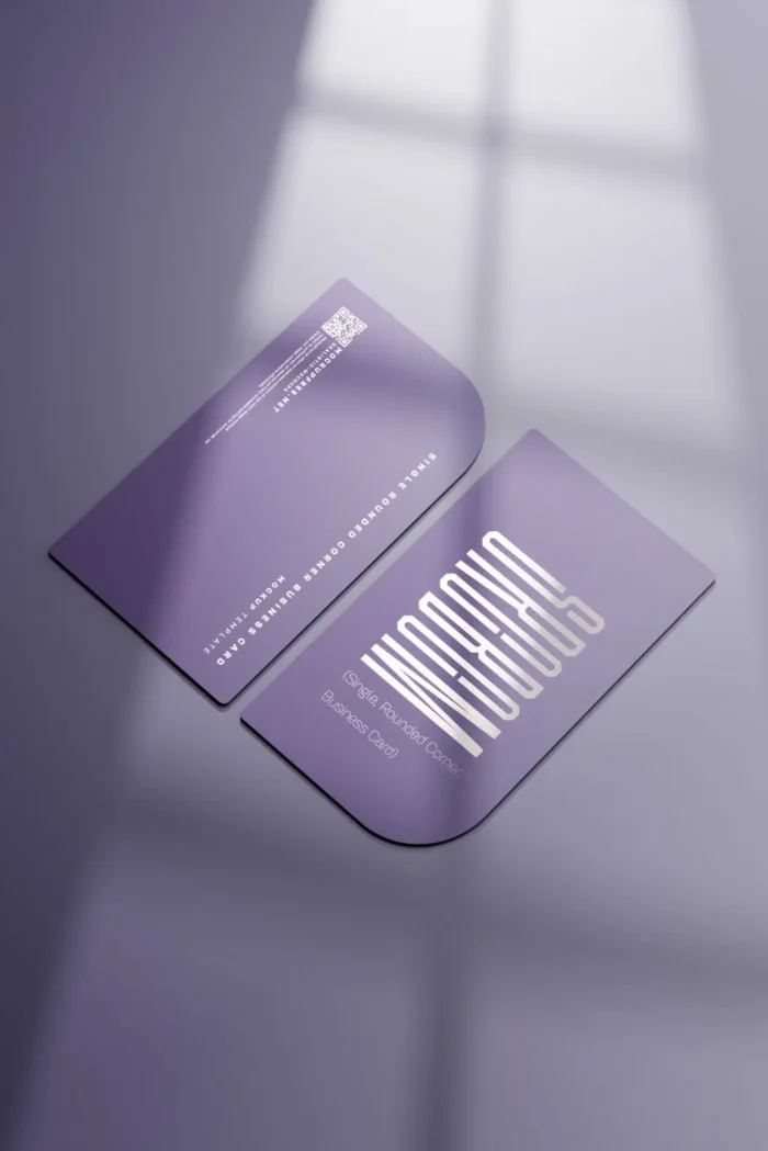 Rounded Corner Business Card Mockup with soft shadow