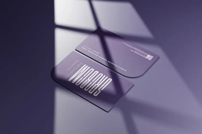Rounded Corner Business Card Mockup with soft shadow