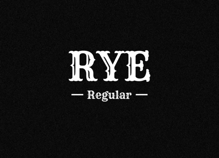 Rye Display Font preview with bold vintage Tuscan-inspired letterforms
