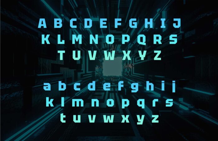 Tektur font showcasing futuristic uppercase and lowercase letters