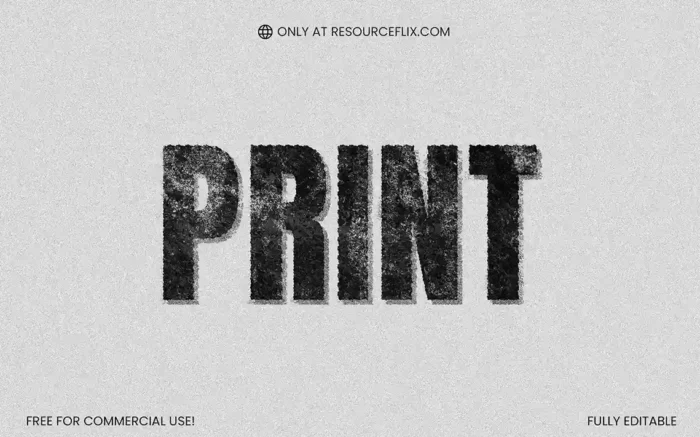 Vintage stamp print text effect with bold, gritty lettering style