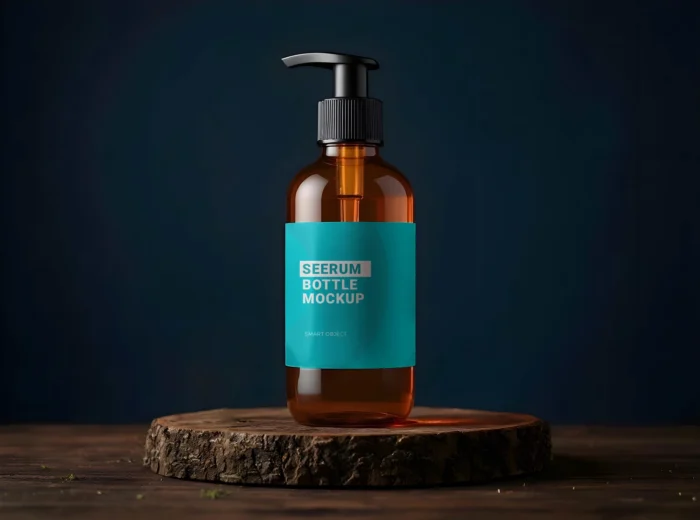 Free Amber Serum Bottle Mockup PSD