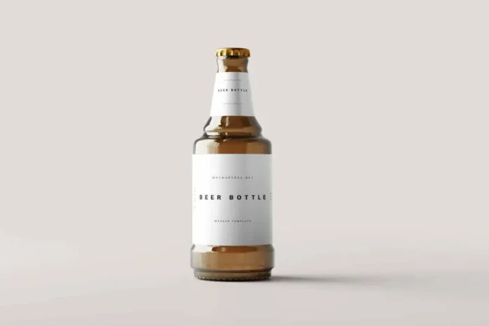 Amber Glass Stubby Beer Bottle Mockup