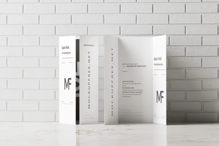 Free 8 Gate Fold Brochure Mockup set