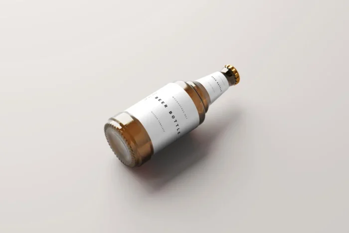 Free Amber Glass Stubby Beer Bottle Mockup PSDT