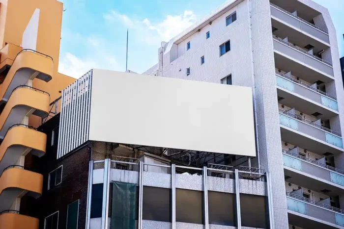 Free Billboard Between Buildings Mockup PSD
