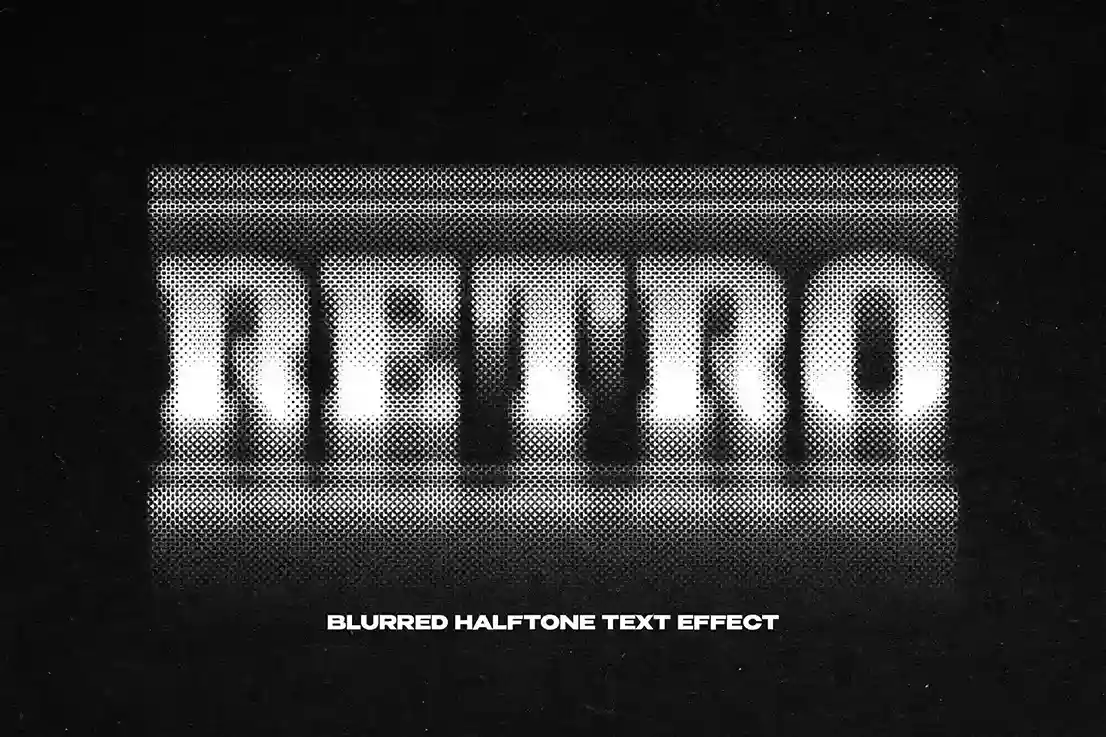 Free Blurred Halftone Text Effect PSDT