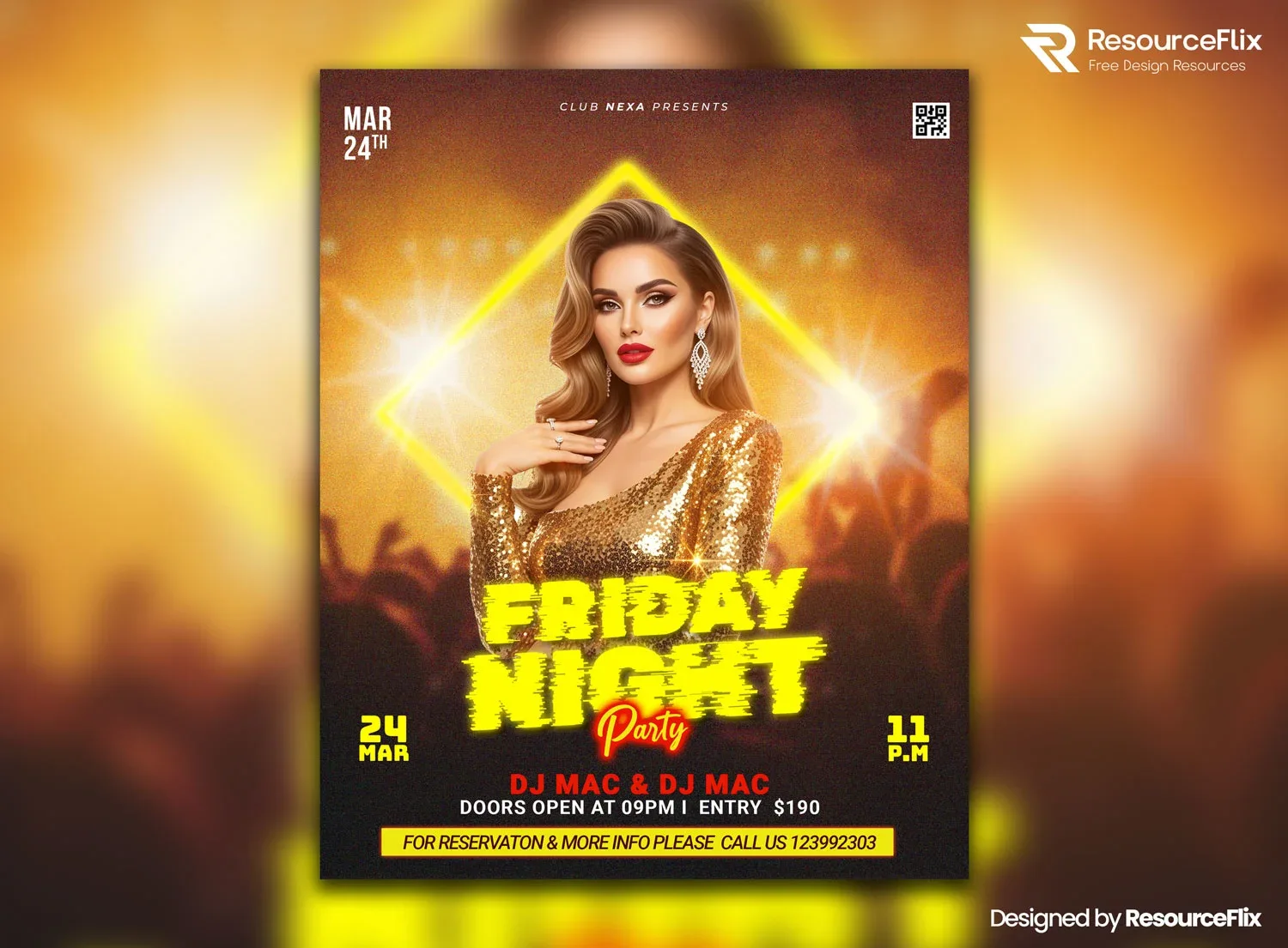 Free Fashion Party Flyer PSD Template