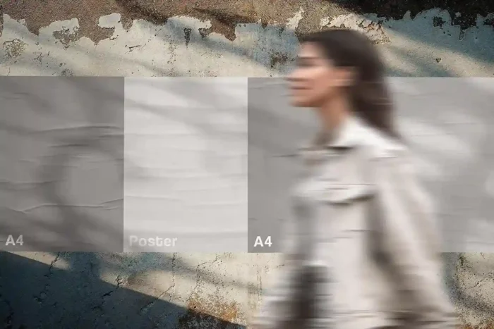 Free Grunge Wall Posters Mockup PSDT