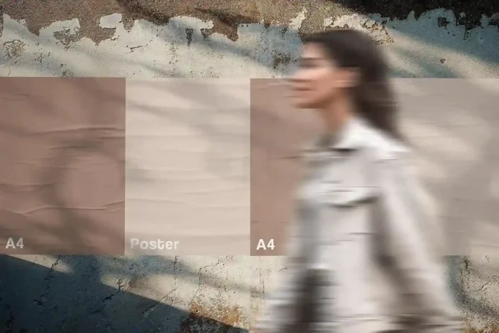 Free Grunge Wall Posters Mockup PSDs