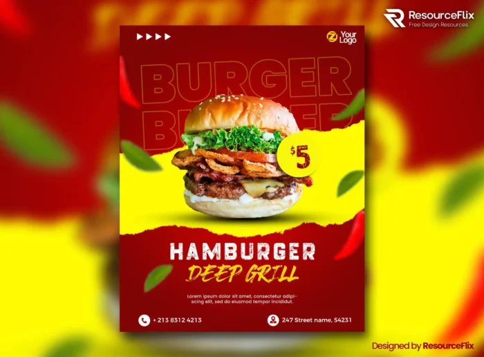 Free Hamburger Sale Poster Template PSD