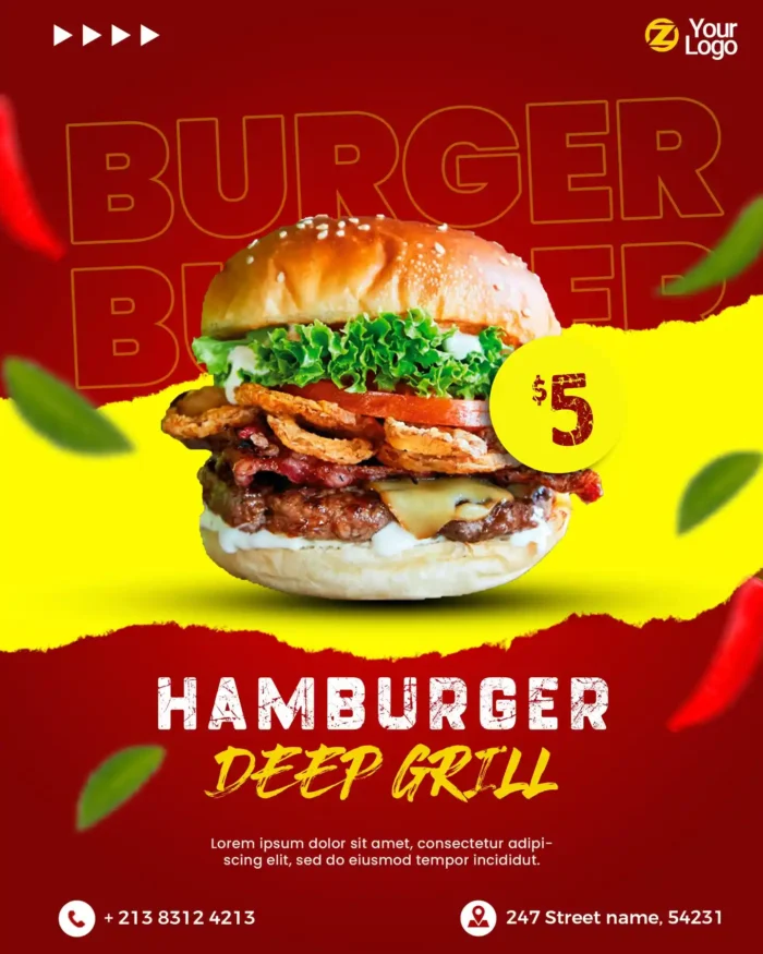 Free Hamburger Sale Poster Template PSDT
