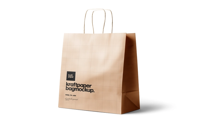 Free Kraft Paper Shopping Bag Mockup PSDT