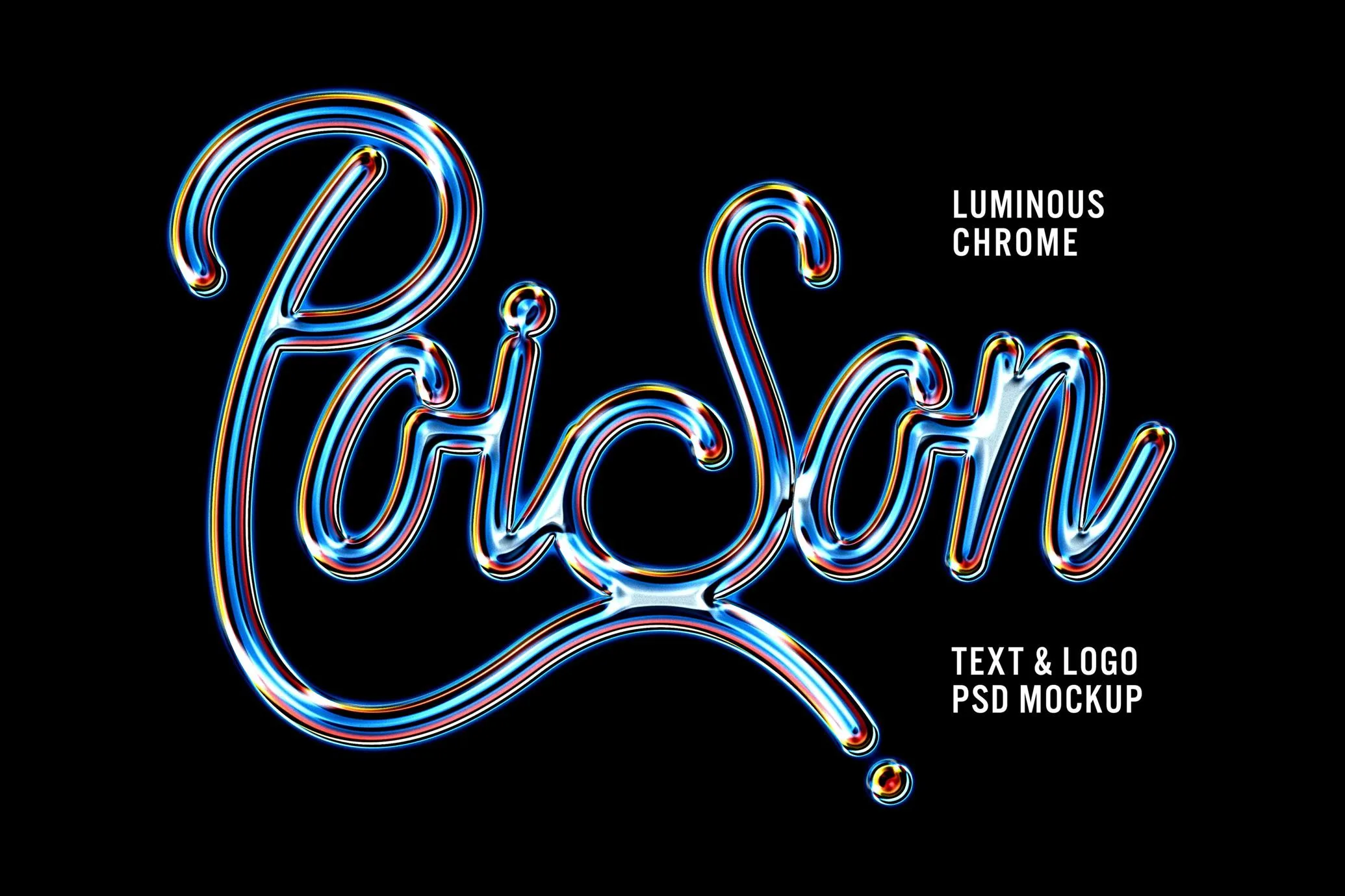 Free Luminous Chrome Text Effect PSD