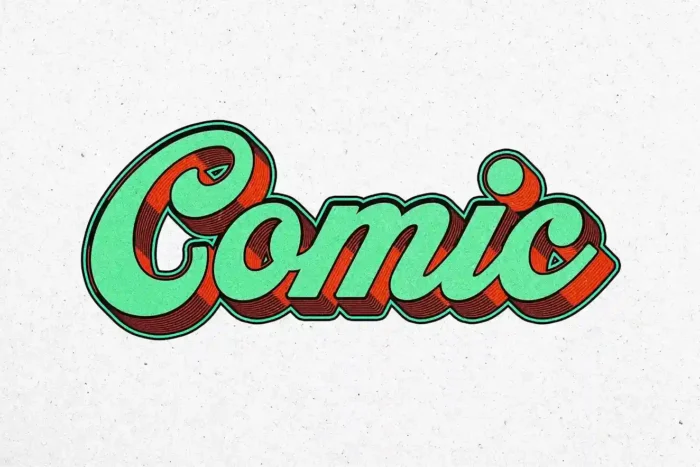 Free Retro Comic Text Effect PSDT