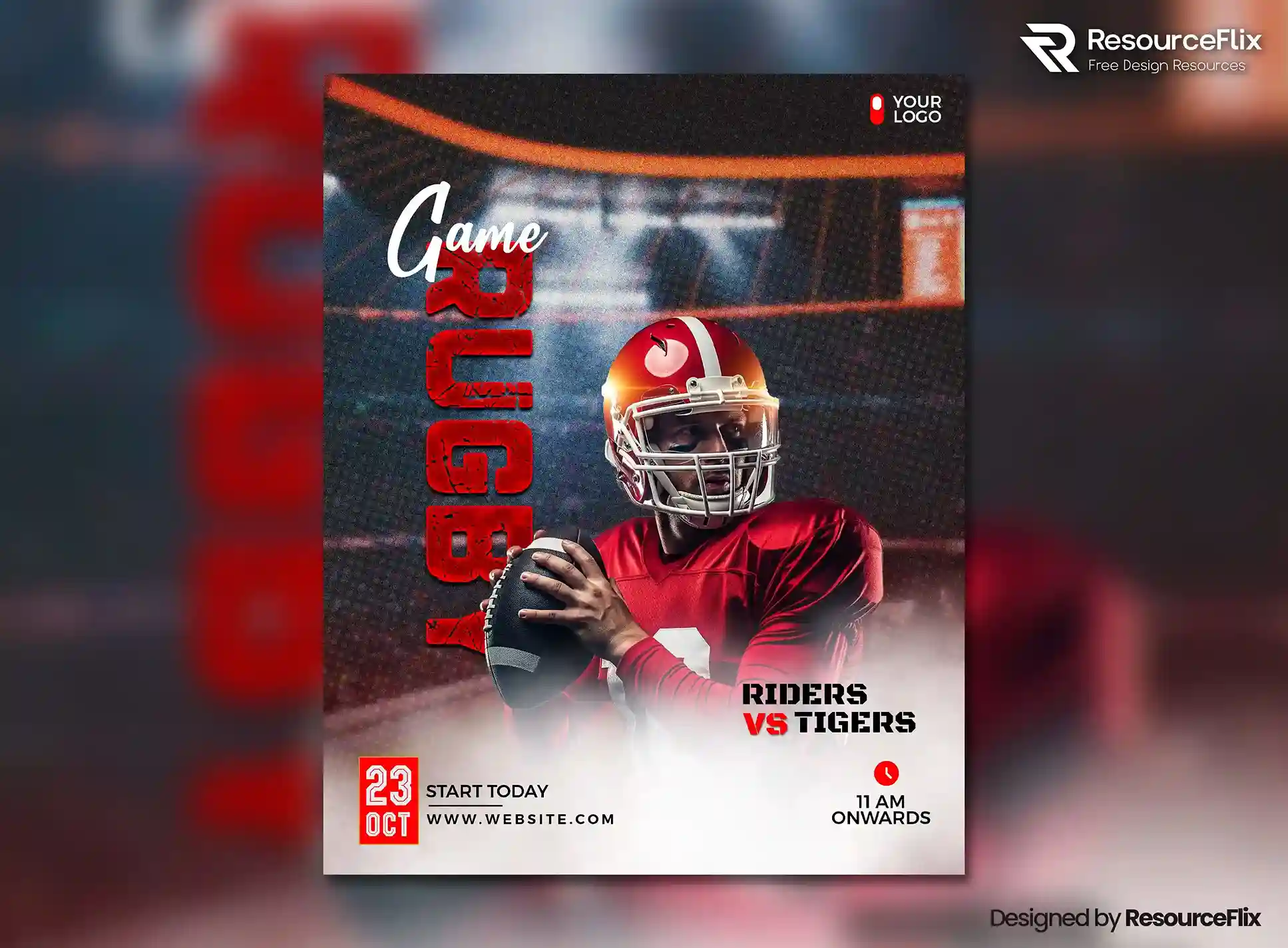 Free Rugby Poster Template PSDT