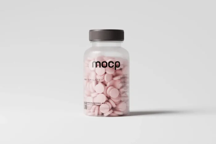 Free Semi Transparent Pills Bottle Mockups