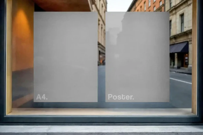 Free Storefront Window Posters Mockup T