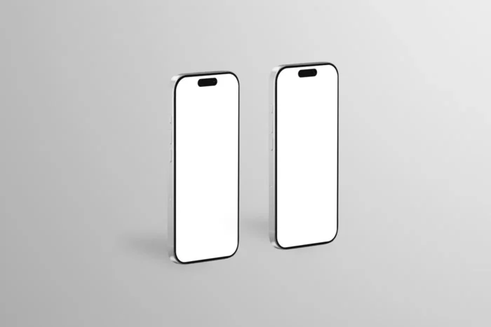 Free Two iPhones Standing Mockup PSDT