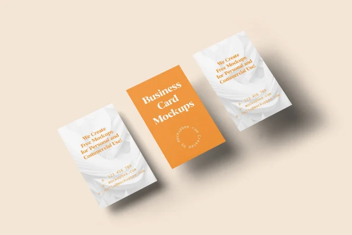 Free Vertical Triple Business Card Mockup PSDT