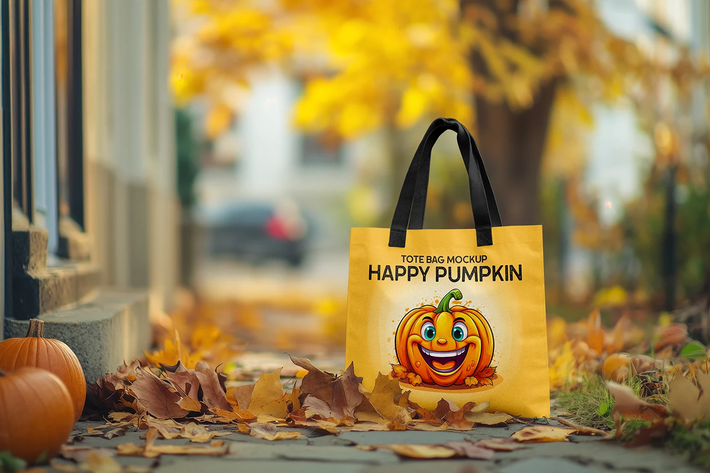 Tote Bag with Pumpkins Mockup D