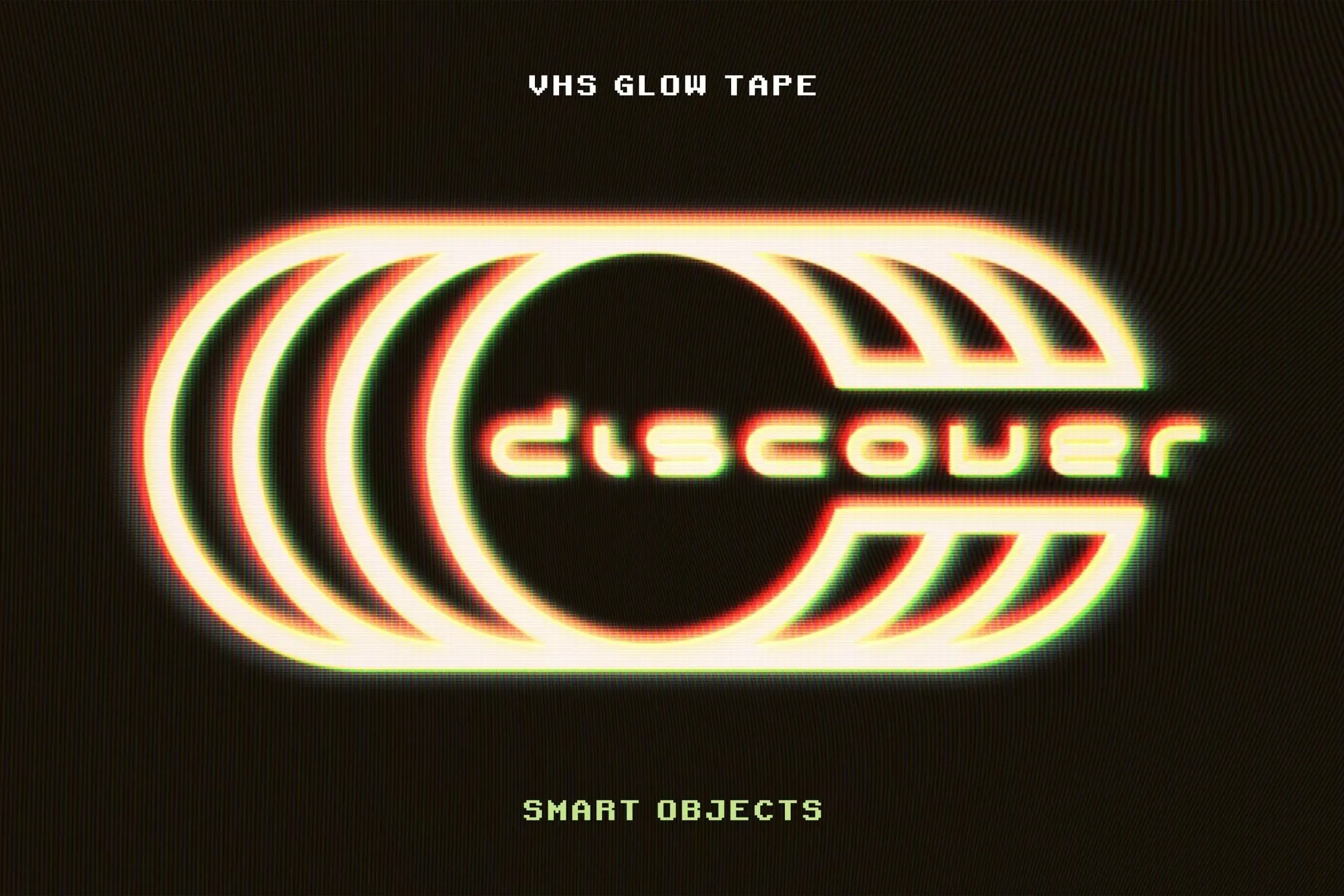 VHS Glowing Tape Text Effect PSD