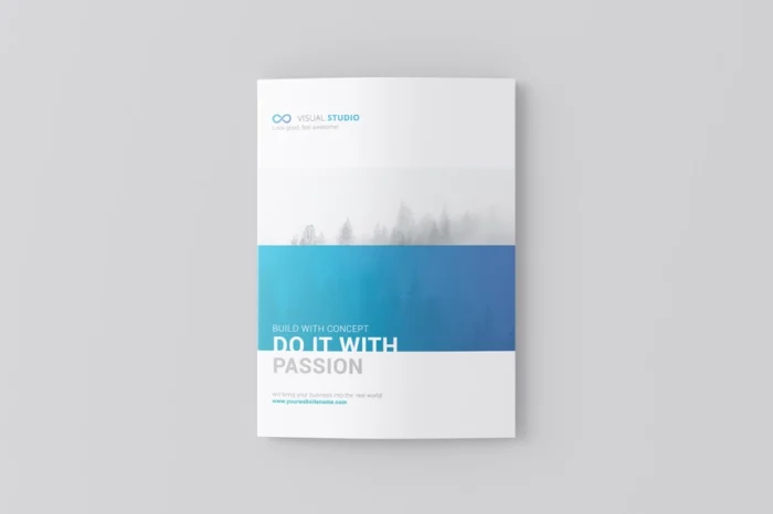 Free A4 4 Fold Brochure Mockup PSD