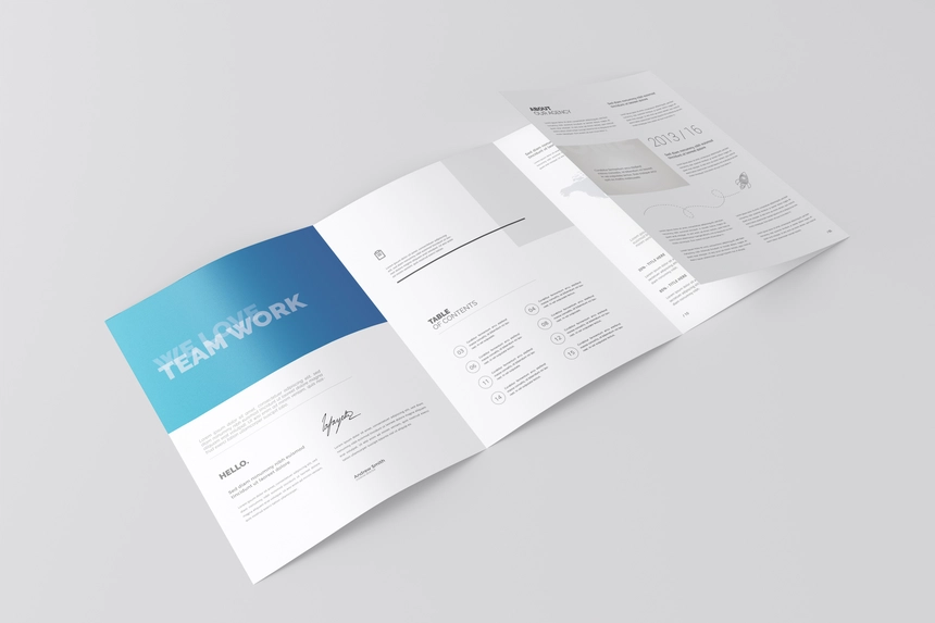 Free A4 4 Fold Brochure Mockup PSDT