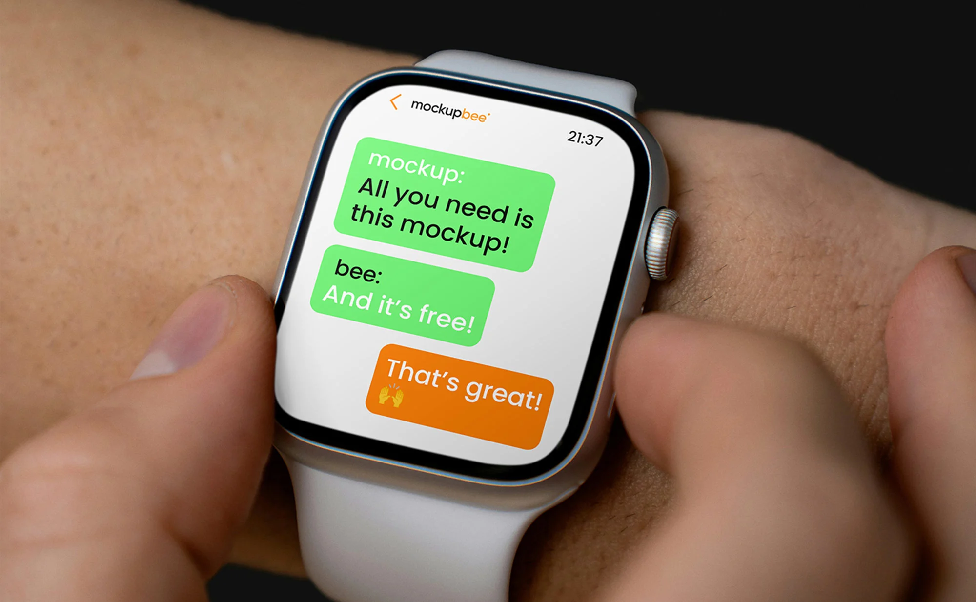 Free Apple Watch on White Belt Mockup