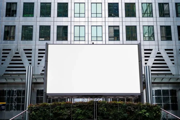 Free Billboard in Front of Building Mockup PSDT