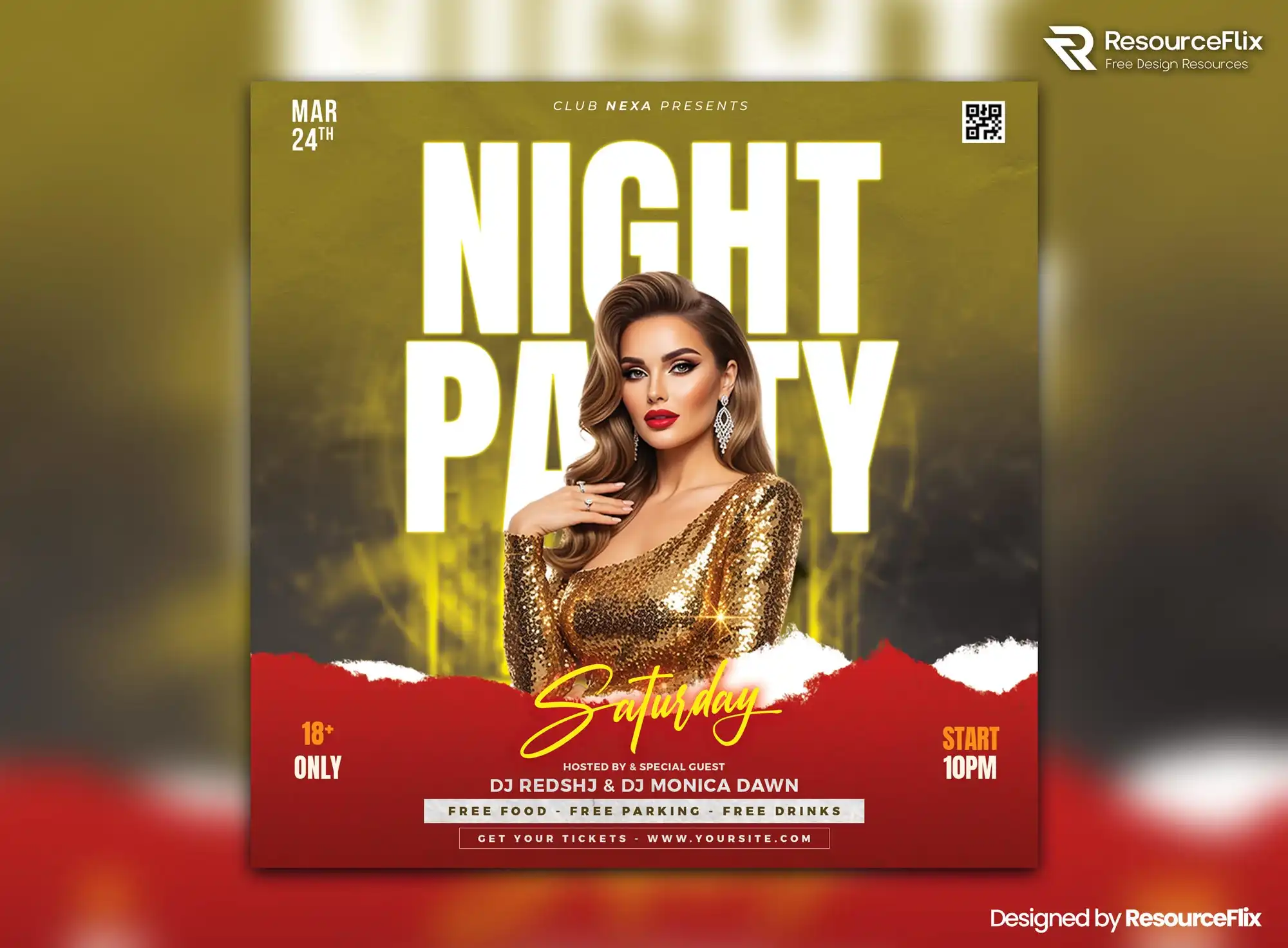 Free DJ Saturday Night Party Flyer Template