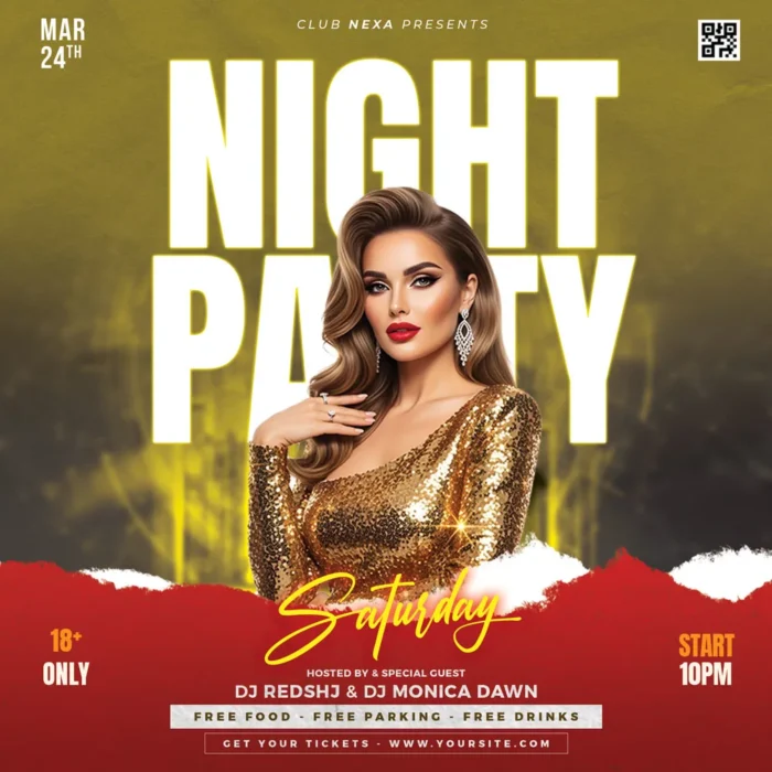 Free DJ Saturday Night Party Flyer Template1