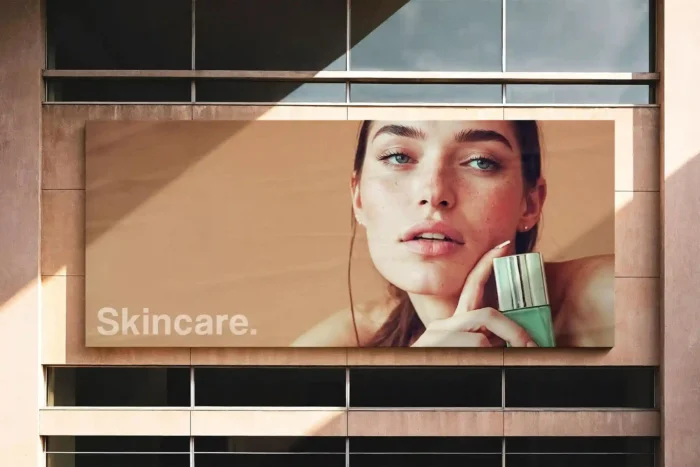 Free Glued Building Billboard Mockup PSD