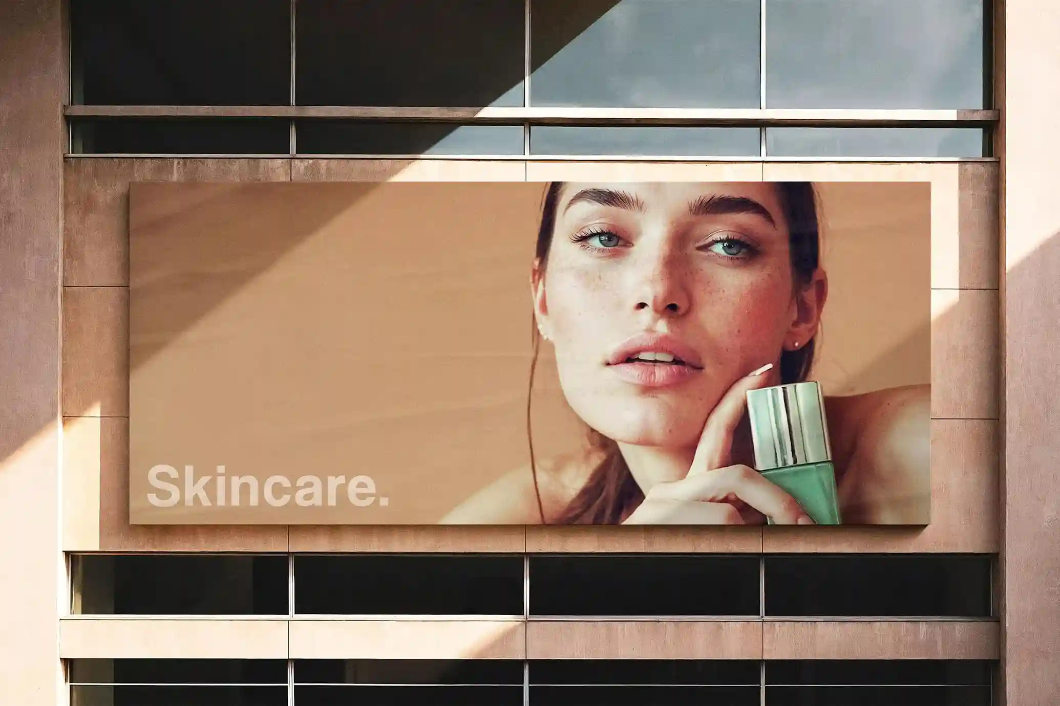 Free Glued Building Billboard Mockup PSD