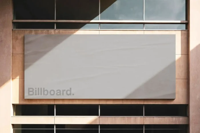 Free Glued Building Billboard Mockup1D