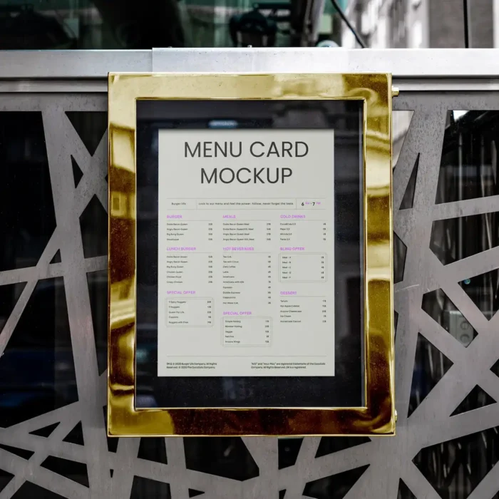 Free Menu Card Mockup on Metal Fence PSD