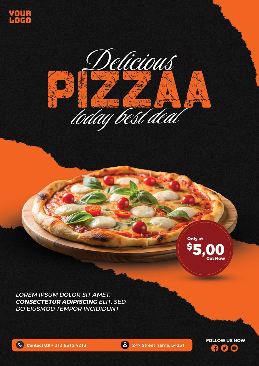 Free Modern Pizza Offer Poster Template