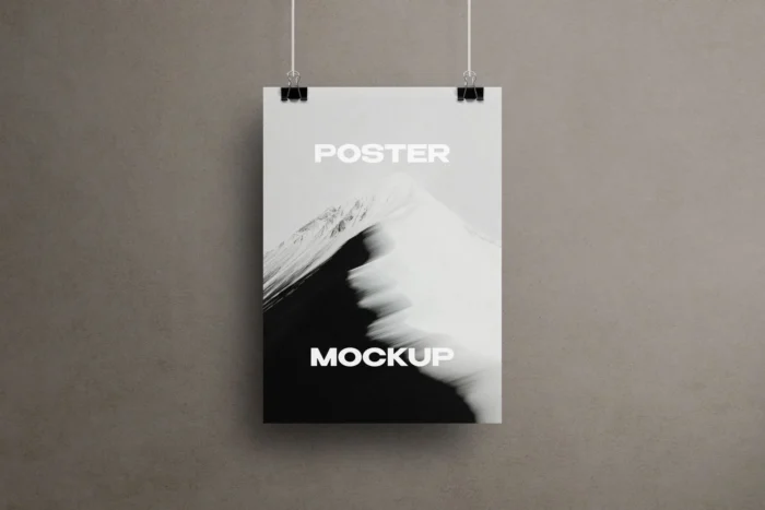 Free Vertical Clipped Poster Mockup PSD1