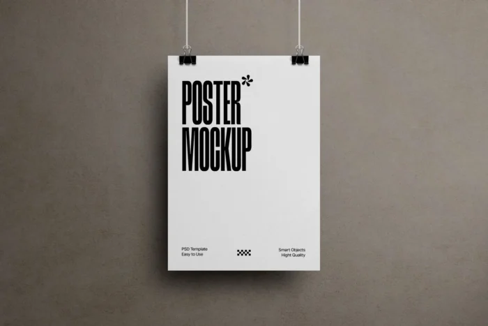Free Vertical Clipped Poster Mockup PSDT