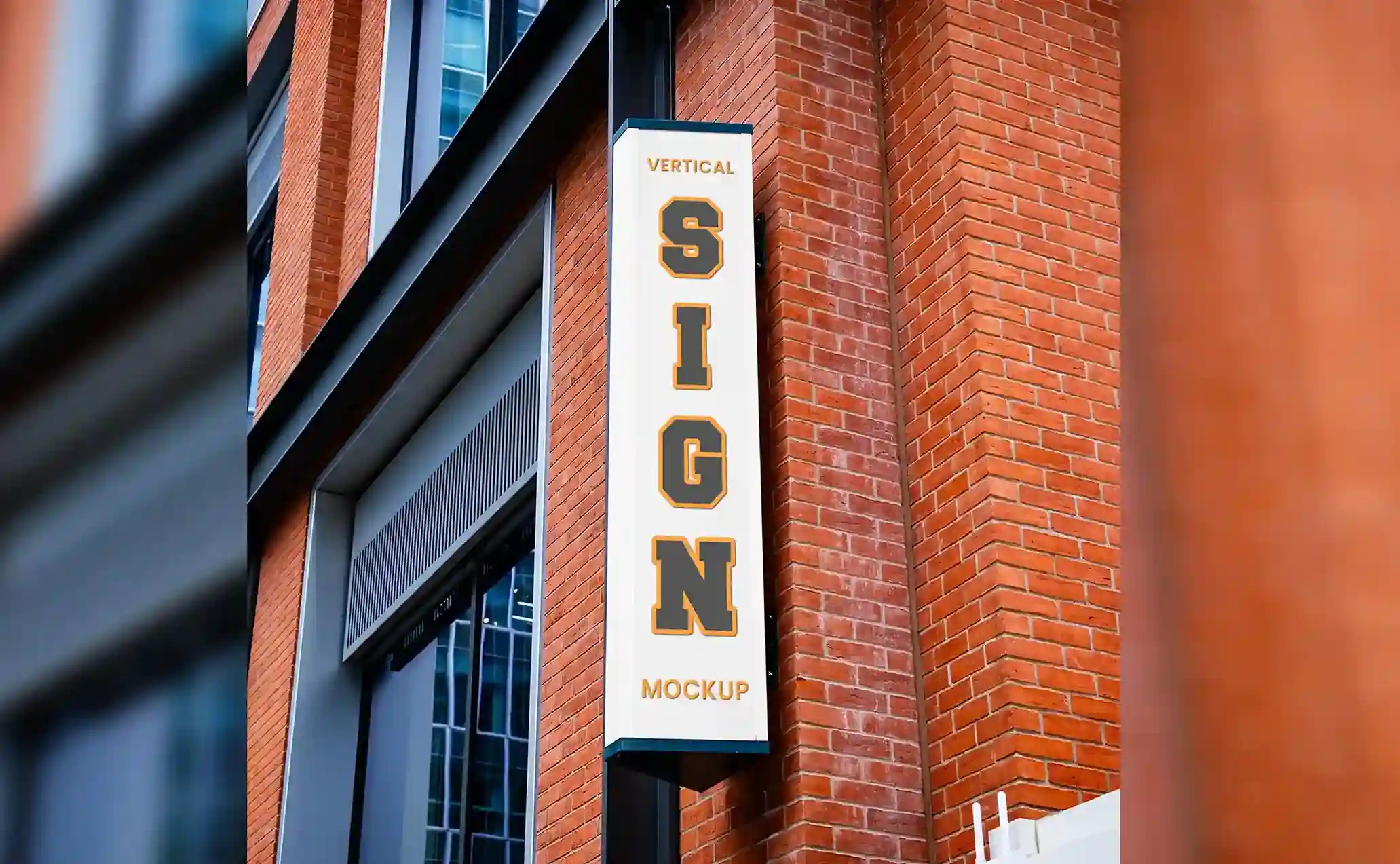 Free Vertical Outdoor Signage Mockup PSD