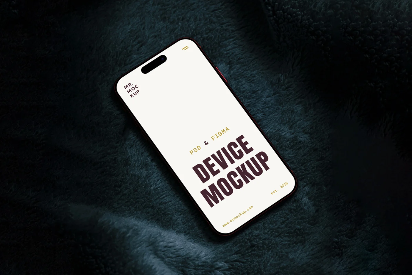 Free iPhone 16 Pro Laying on Sofa Mockup 02